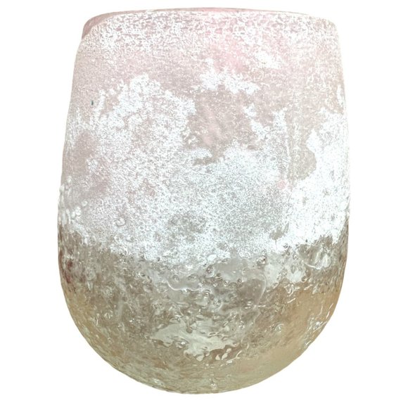 TOZAI HOME Hand-Blown Art Glass Candle Holder Small Vase Pink, White, Clear 5x4 - Picture 4 of 10